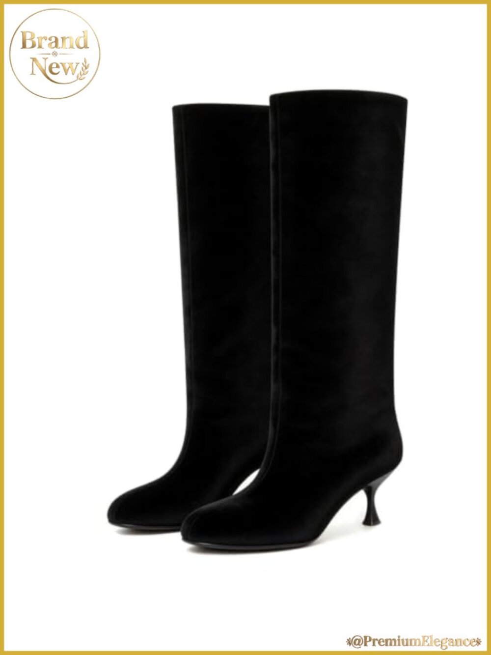 Suede Knee High Boots Wide Calf Kitten Heel Tall Pull On